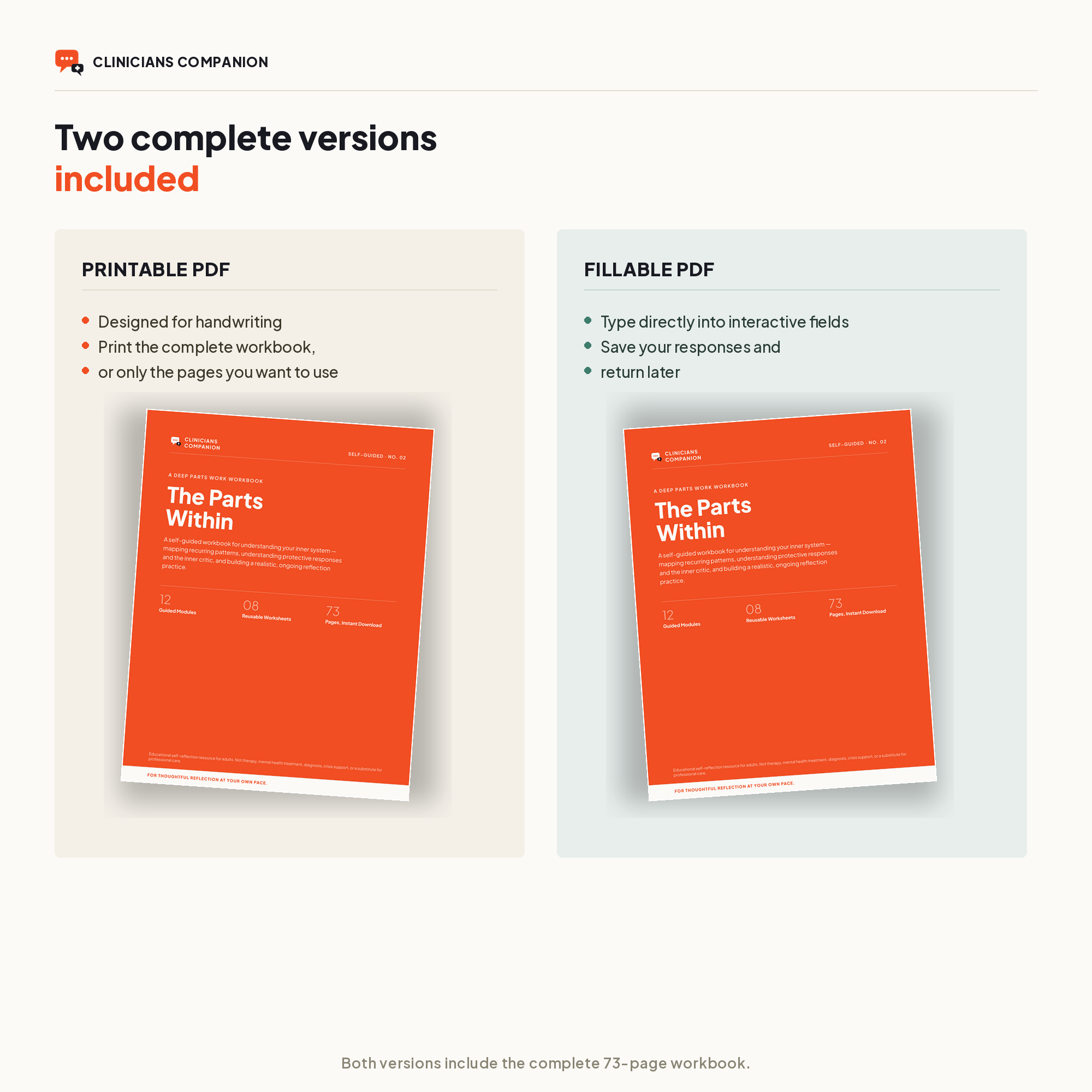Printable and fillable workbook editions